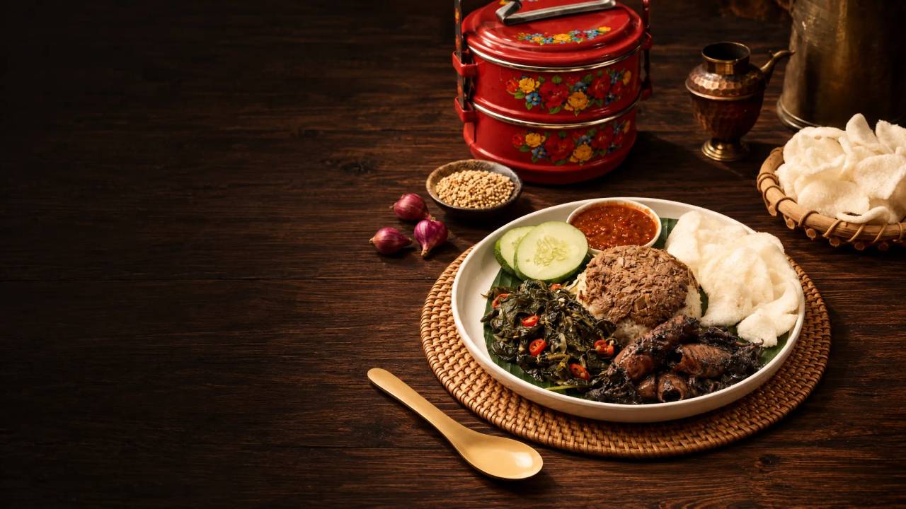 Nasi megono nangka dengan cumi hitam khas Pekalongan